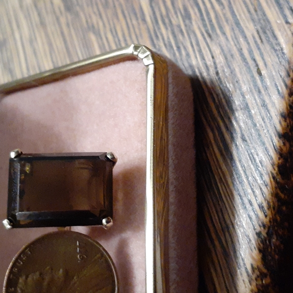 10K GOLD SMOKY TOPAZ EMERALD CUT RING - Picture 9 of 11